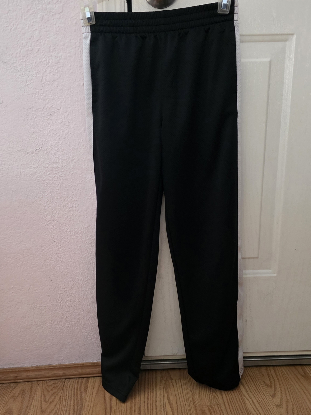 Black Track Girls Lg. Pants with White Side Stripe